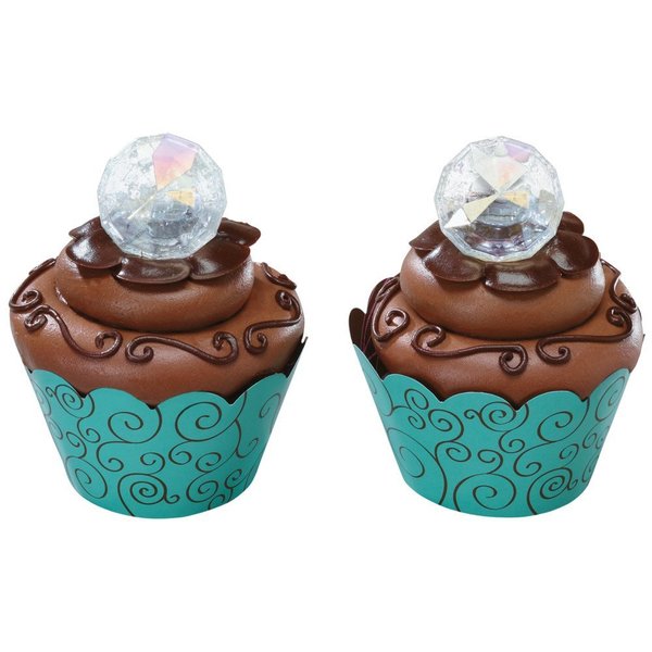 Cakedrake Wedding Cake Topper, Iridescent Diamond-Cupcake Rings 12/PKG CD-DCP-10267-24/PKG